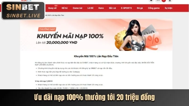 Thưởng Nạp Tiền 188bet 250 web